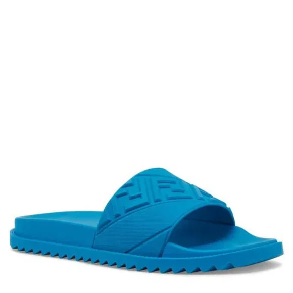 NIB FENDI Men's Blue FF Logo Slides Sandals - Picture 1 of 11
